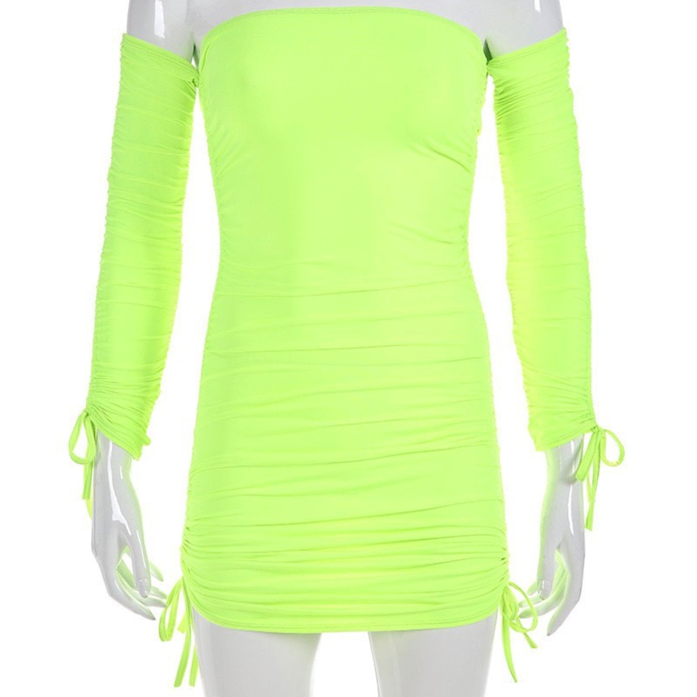 ππSuper hot neon lime stretchy mini dress - Picture 2 of 8